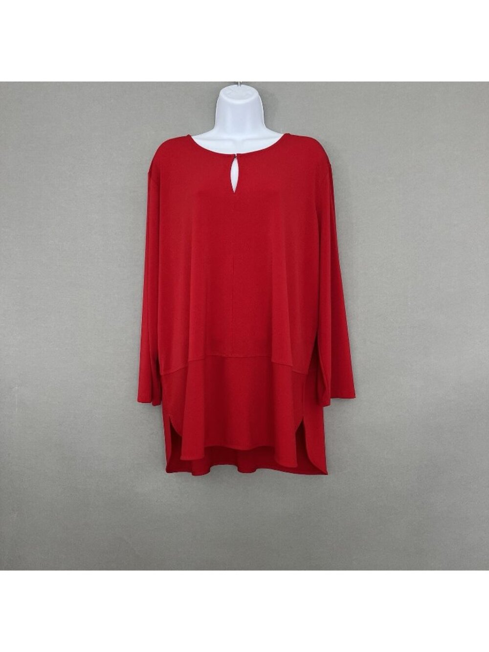 Lauren Ralph Lauren Red Keyhole Neck 3/4 Sleeve Tunic Blouse